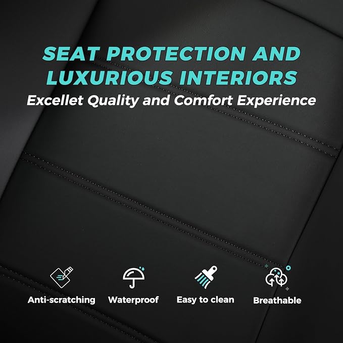Seat Covers for Honda Civic Sedan Sport 2022 2023 2024 & LX 2022-2026, Custom Faux Leather Car Seats Cover Full Set Waterproof - Black (Solid Rear Seatback - NO Rear Armrest)