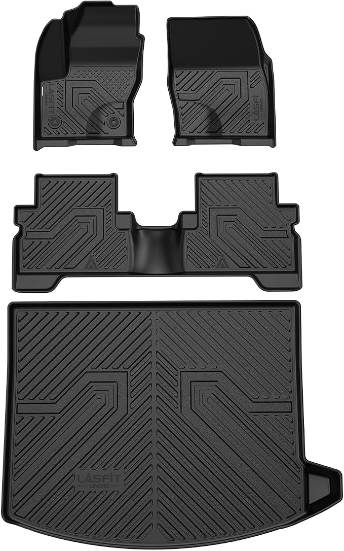 LASFIT Floor Mats and Cargo Liner for Ford Escape 2013-2019 All Weather Protector TPE Custom Fit Car Floor Liners, 1st & 2nd Row & Trunk Mat Combo Set, 4PCS Black