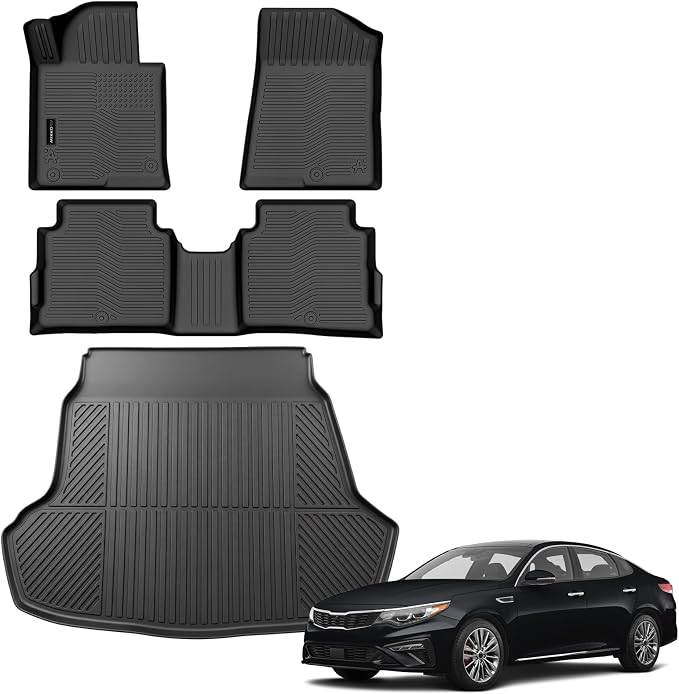 Auxko All Weather Floor Mats Cargo Mat for Kia Optima 2016-2020 & Hyundai Sonata 2015-2019 TPE Liners All Season Accessories Guard Odorless Anti-Slip Floor Liners Trunk Tray