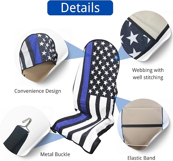Waterproof Car Seat Cover for Front Seats, Protector for Cars SUVs Trucks, Sweat Towel Seat Covers Bucket for Gym,Workout,Beach,Hiking,Running and Swimming (American Flag Black, 2PCS)