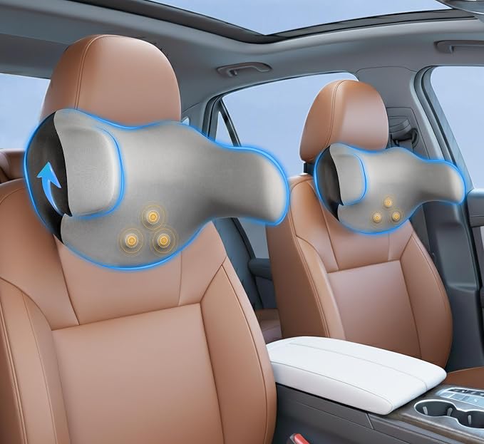 Lofty Aim 2 Pack Car Neck Pillow, Car Headrest Pillow | Ergonomic Memory Foam Headrest Pillow for Driving, Adjustable Neck Support Cushion, Head Rest Pillows for Car Seat, Gray