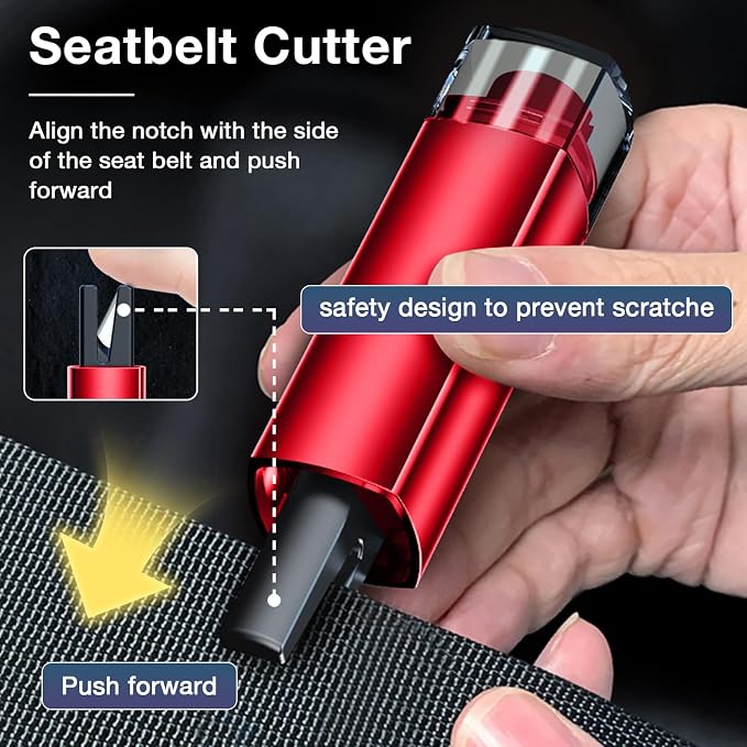 MOTORBUDDY Window Breaker Seatbelt Cutter, Car Window Breaker Tool, Emergency Glass Breaker and Auto Escape Tool，Car Accessories for Women