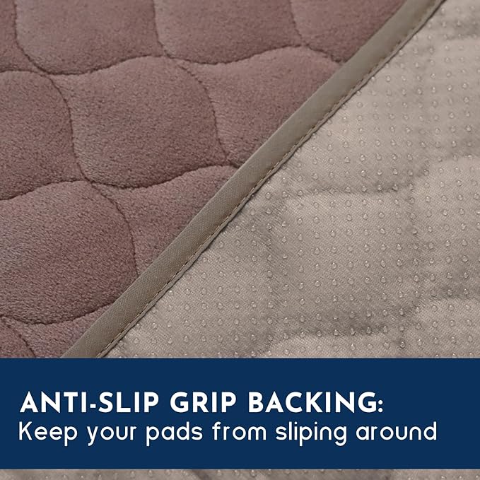 Reusable Waterproof Incontinence Chair Pads (22" x 21") - Machine Washable Seat Protector - Chair Protector Seat Cover, Extra Heavy Absorbency, Seat, Car, Wheelchair & Recliner (Brown, 4 Pack)