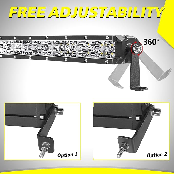 Light Bar Mounting Brackets 2 Packs Universal Side-Mounted Brackets for Straight or Curved Single-Row LED Light Bar Up to 52 Inch