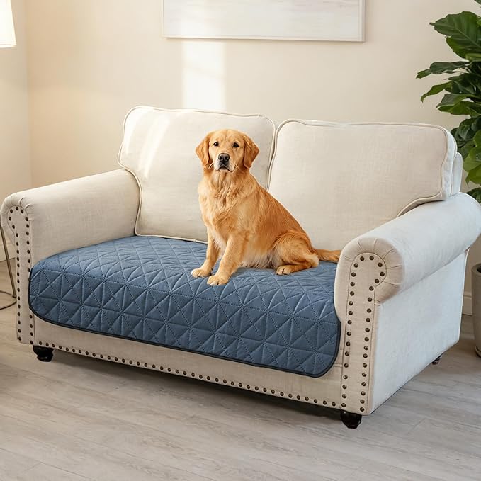 Ameritex Sofa Cover Waterproof for Seats Couch Cover for Dogs Pet Couch Cover Velvet for Chair Loveseat Sofa Machine Washable (Blue, 30x60 Inch)