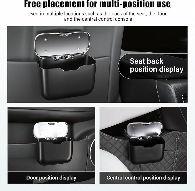 UYYE Car Trash Can, Car Garbage Bin with Lid & Handle - Leak-Proof Mini Trash Can for Car, Truck, SUV - Essential Car Accessories for Organization (Black)