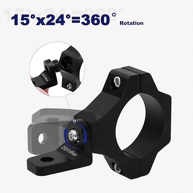 ZIDIYORUO Light Bar Mount for 1.75-2.25in Tubes/Big Barts, 6061 alu, 2-Pack | Fits 1.75-2.25in tubes on Jeep JL/JT, Raptor, Tacoma, RZR XP, Defender. 20 lock positions, precise 360 aiming. 6061 aluminum
