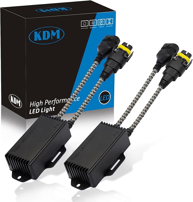 KDM H8 H9 H11 LED Light Decoder Canbus,Anti Flickering Error Free Load Resistor Harness,LED Warning Canceller Resistor Adapter,2Pack