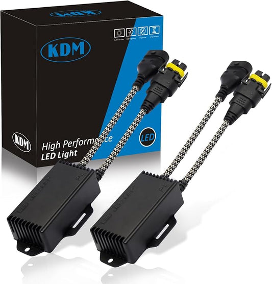 KDM H8 H9 H11 LED Light Decoder Canbus,Anti Flickering Error Free Load Resistor Harness,LED Warning Canceller Resistor Adapter,2Pack