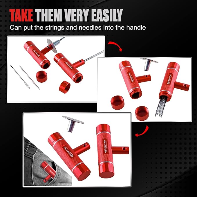 AWELCRAFT 108-Piece Heavy Duty Tire Repair Kit – Professional Flat Tire Plug Set with T-Handle Tools, 4-Way Valve Tool, Pliers, Storage Case