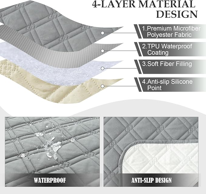 Genina Waterproof Recliner Chair Covers, Recliner Cover for Dog Pets Friendly, Washable Antislip Reclining Chair Cover Furniture Protector, Sofa Slipcover for Living Room(23.6inch/Light Grey)