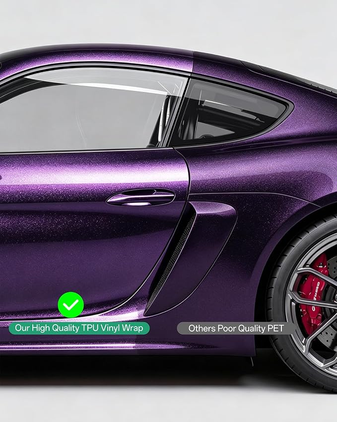 PPF, Dry Apply TPU PPF Vinyl Car Wrap Roll 1ft x 5ft, Paint Protection Vinyl Film (Gloss Cosmic Purple)