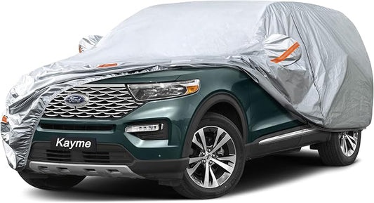 Kayme SUV Car Cover Waterproof All Weather (191 to 200 Inch) | Protects cars from outdoor UV exposure, blocks blowing dust and wind, breathable lightweight material, easy storage