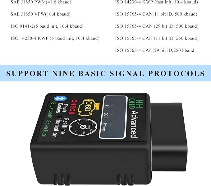 Bluetooth OBD2 Scanner for Car, Wireless Check Engine Light Code Reader Diagnostic Scan Tool with Exclusive App, Professional OBD II Scanner Read and Clear Error Codes