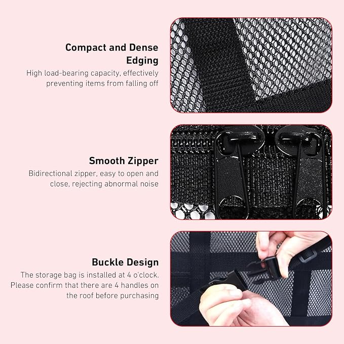 Car Ceiling Cargo Net, Double-Layer Overhead Storage Mesh Organizer, 31.5 x 21.6 Inch Roof Storage Pocket for SUV Van Truck, Camping Road Trip Overlanding Essentials (Black)