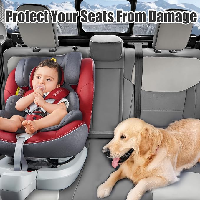 Mabett Seat Covers for Ford Maverick, Interior Protectors fit Maverick Accessories 2022 2023 2024 2025, Full Protection, PU Leather (Gray & White)