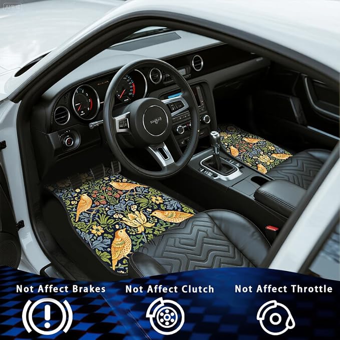 Spring Floral Car Floor Mats Wildflower Flower Blossom Butterfly Carpet Front Rear Carpets Mat Decorative Car Floor Carpets Non-Slip Auto Car Accessories Universal Fit Car Accessories for Truck