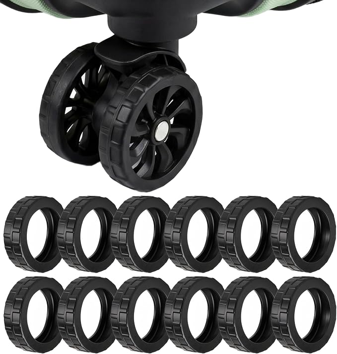 12 Pcs Suitcase Wheel Covers, Silicone Luggage Spinner Wheel Protector for 2-2.4" Suitcases, Upgraded Wear-Resistant, Silent & Shock Absorption, Essential Travel Accessories