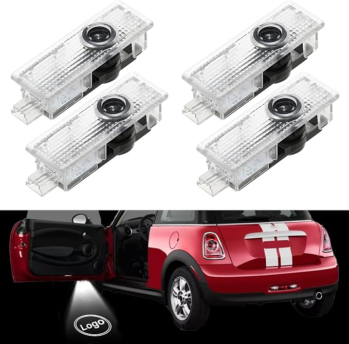 4 Pieces Car Door Lights Logo for Mini Cooper R55 R56 R57 R58 R59 R60 R61 F54 F55 F56 F57 Puddle Lights Logo Projector Courtesy LED Ghost Shadow Light Projector Lamps (New Blue)