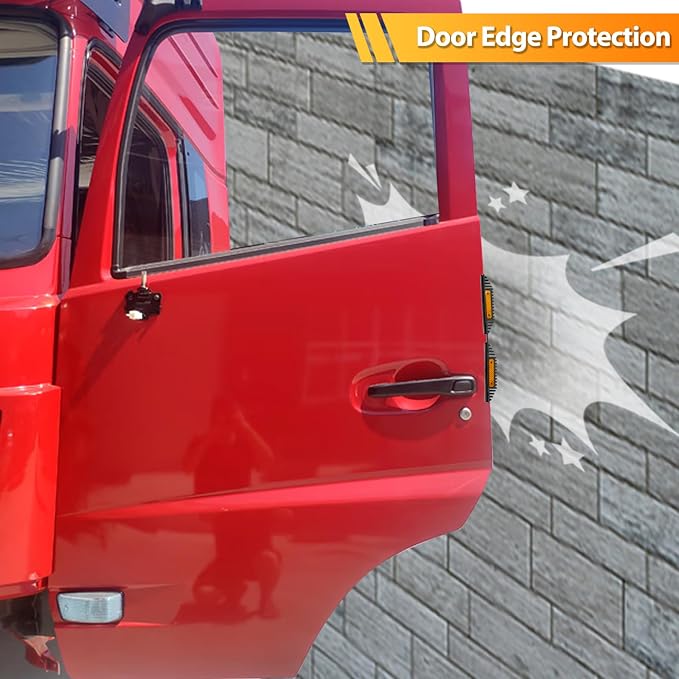 AUTOXBERT 2PCS Car Door Guard Protector Edge Strip Cover Reflectors Anti-Collision Sticker for Vans, Trucks, Pickups, RVs (Black&Yellow)