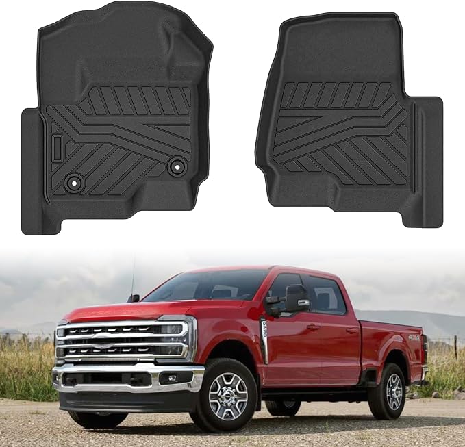 Mixsuper Floor mat for 2017-2026 Ford F-250/F-350/F-450 SuperCrew (Crew Cab) & SuperCab (EXT Cab) w/Factory Vinyl Flooring,All Weather TPE Floor Liners for F-250 Accessories,Anti-Slip Car Mats
