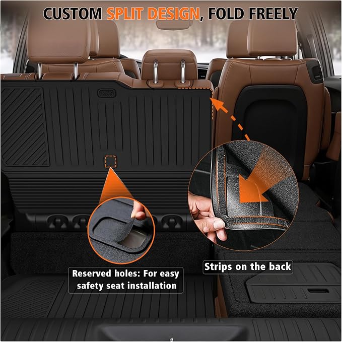 All Weather Floor Mats Cargo Liner with Backrest Mat for Chrysler Pacifica 2017-2025 Gas 7 Seater Touring (Non Hybrid & Non Pinnacle)/2020-2025 Chrysler Voyager for Pacifica Accessories