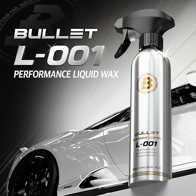 BULLET L-001 SiO2 Ceramic Spray Wax for Cars, Liquid Car Wax with Hydrophobic Paint Protection, Deep Gloss Shine & Slick Finish, Spray-On Wipe-Off Top Coat for Paint, Glass, Wheels & Trim, 10.1 oz