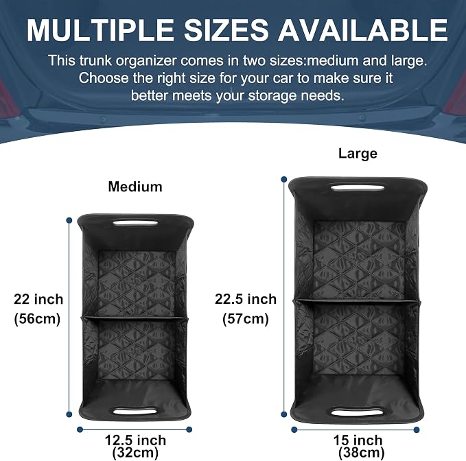 Deosk Car Trunk Organizer for SUV, Car Organizers and Storage with Reinforced Handles, Car Accessories for Women/Men 70L Waterproof Polyester Trunk Organizer(Large, Charcoal)