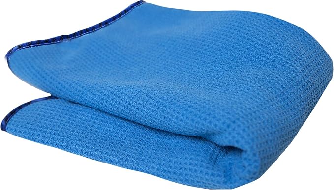Chemical Guys Waffle Weave Glass Cloth Microfiber Towel, Blue, 24 x 16 | For streak-free cleaning on cars, trucks, and SUVs, blue waffle weave streak-free cleaning cloth, lifts fingerprints
