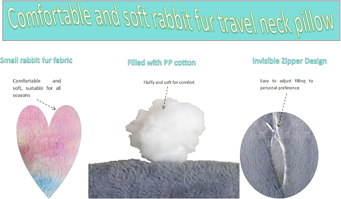 Car Travel Pillow, car Pillow for Kids and Adults, Ergonomic Travel Pillow Providing Neck and Body Support, a Sleep aid, Children's Travel Pillow-Rainbow Powder