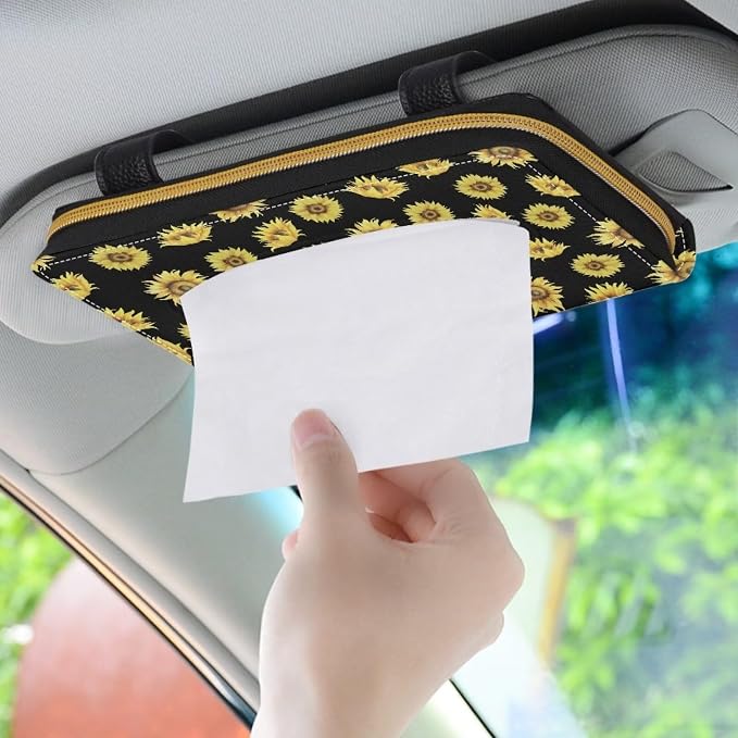Sunflower Visor Tissue Holder Automotive Visor Tissue Box Holder Universal Napkin Holder for Car Home Offices Sun Visor Accessories