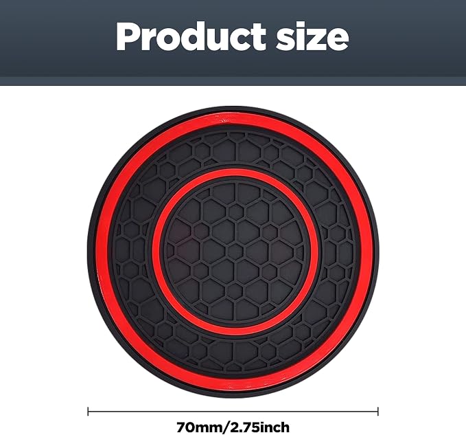 2 PCS Car Cup Holder Coaster,Car Coasters Cup Mats,2.75 Inch Universal Car Cup Coasters,Non-Slip Anti Dust Mats Cup Holder Insert Coaster, Suitable for Most Car Interior (Red)