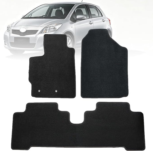 GXARTS Car Floor Mats Carpet Floor Liners Compatible with Toyota Yaris 2007 2008 2009 2010 2011 2012 | All-Weather Protection with Anti-Skid Retaining Buckle