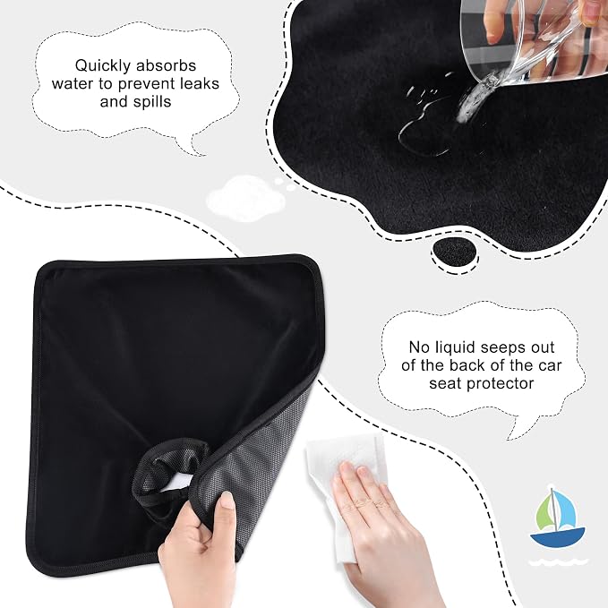 Car Seat Protector for Potty Training, 2 Pack Waterproof CarSeat Liner Toilet Training for Baby Infant Toddler, Dry Seat Piddle Pads Cover for Strollers (Black)