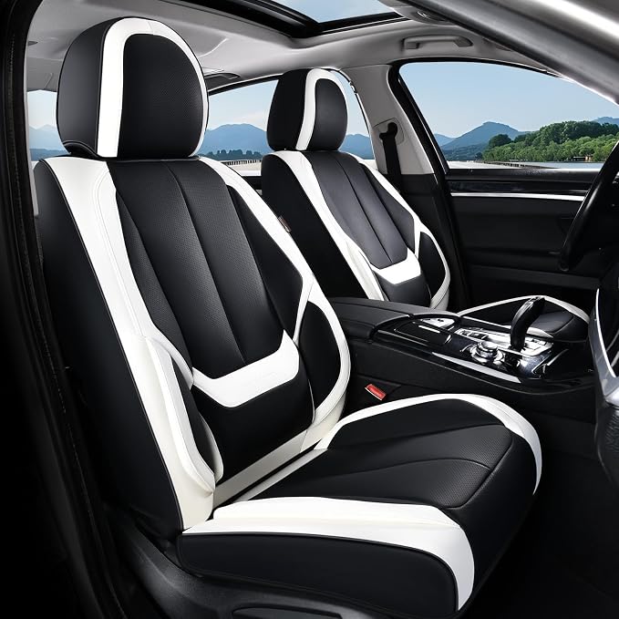 Coverado Car Seat Covers, Seat Covers for Cars, Waterproof Leather Auto Seat Protectors, Leather Car Seat Cushion, Car Interiors Accessories Universal Fit for Most Cars