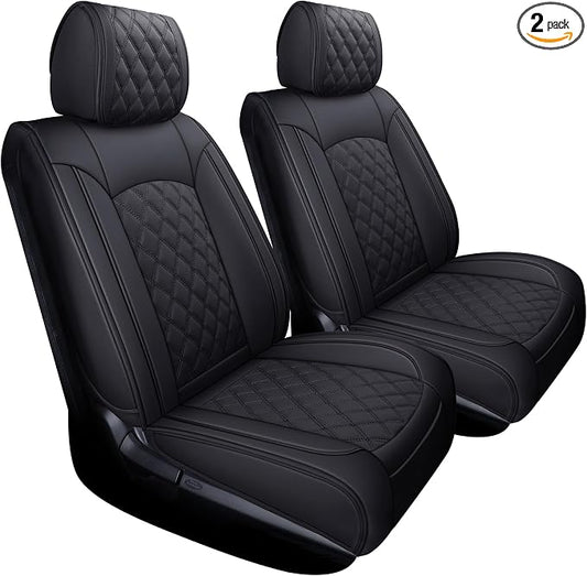 YIERTAI Seat Covers Compatible with Toyota Tundra for 2008-2025 2026 Crewmax Double Cab SR5 Limited Platinum TRD Pro Truck Waterproof Leather Seat Covers(2 PCS Front only/Black)