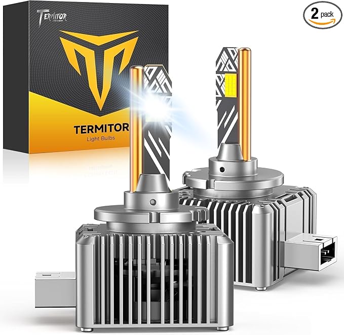Termitor Latest D3S Bulbs, 50,000LM Brightness, 6500K Cool White, IP68 Waterproof, 1:1 D3S Original HID Size, Direct for 66340 42403 42302 HID Assembly, No Adapter Required, Easy Install, Pack of 2