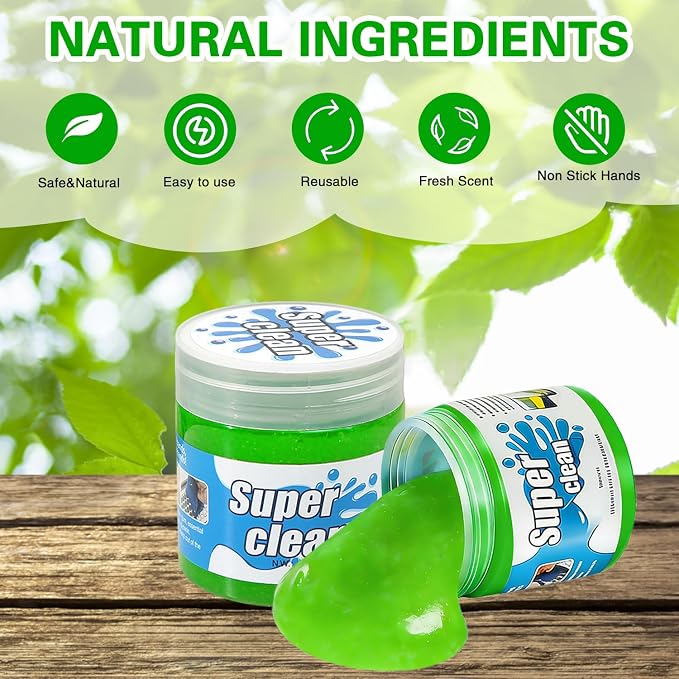 4-Pack Car Cleaning Gel, 5.6 oz Each, Universal Auto Cleaning Putty Slime, Dust Remover for Car Vents, Dashboard, Keyboard & Interior Accessories