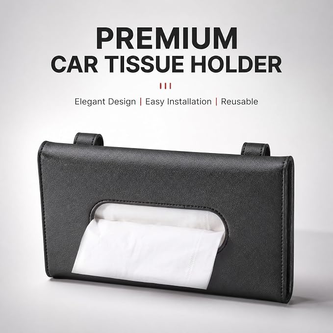2 Pack Car Tissue Holder - Automotive Visor Tissue Interior Accessories for Truck SUV Van Black
