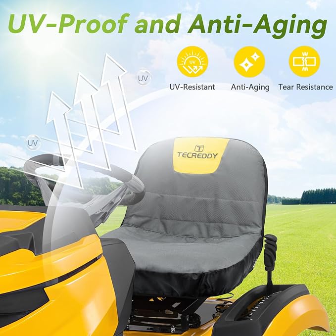 Lawn Mower Seat Cover, Weatherproof Heavy Duty Tractor Seat Cover Compatible with Husqvarna Craftsman Toro John Deere Cub Cadet Riding Lawn Mower Tractor, Medium