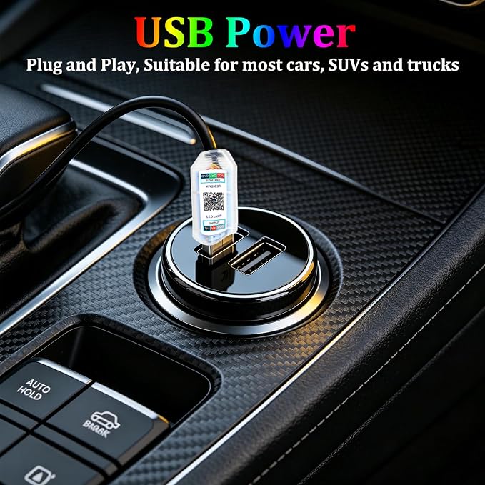 YUGUANG 43.3inch Interior Car Lights Strip, Dynamic Dreamcolor Chasing App Control Music Sync USB Powered RGB Acrylic LED Ambient Lighting Kit for Car Trucks SUV