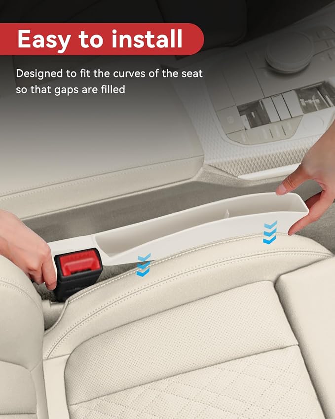 Car Seat Gap Filler, Seat Gap Organizer with Phone Holder, Car Seat Accessories, Car Organizer Fit SUV Truck-2PCS White