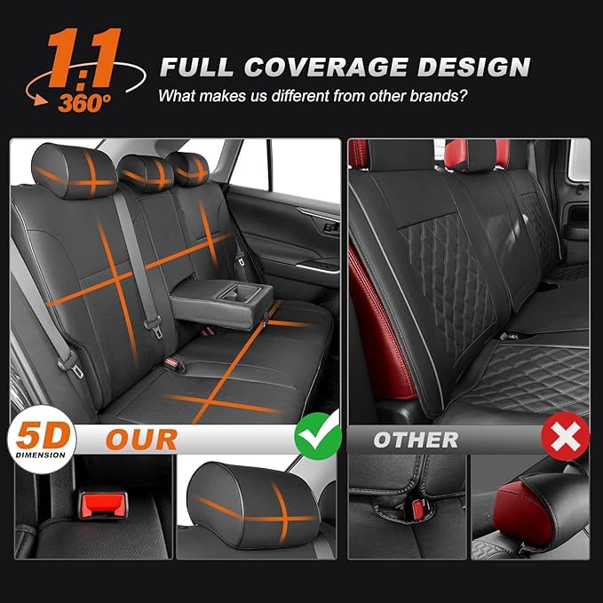 AOMSAZTO Custom Fit Seat Covers for Toyota RAV4 2019 2020 2021 2022 2023 2024 2025 LE XLE XLE Premium Limited, Custom Fit Full Set Faux Leather Black