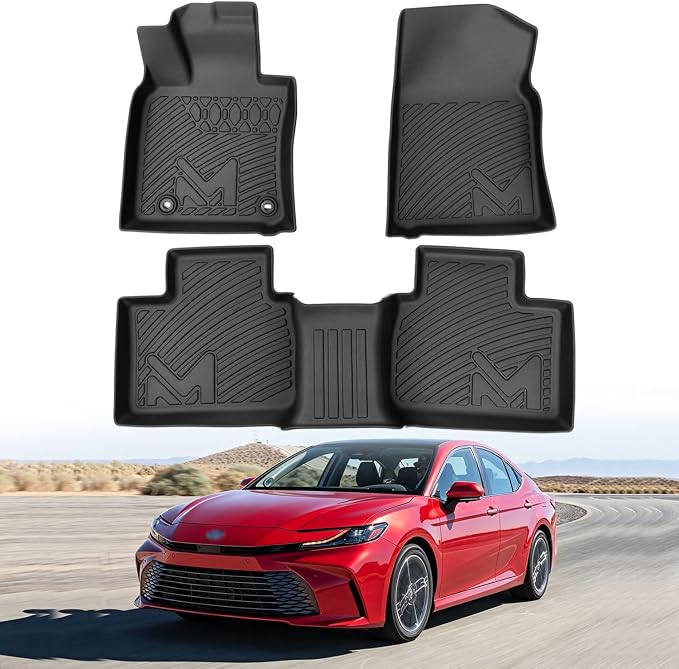 Floor Mats & Floor Liners Custom for 2025-2026 Toyota Camry(Include Hybrid), TPE Automotive All Weather Cover Protection Waterproof Black Front & Rear Row Full Set Car Mats, 3PCS