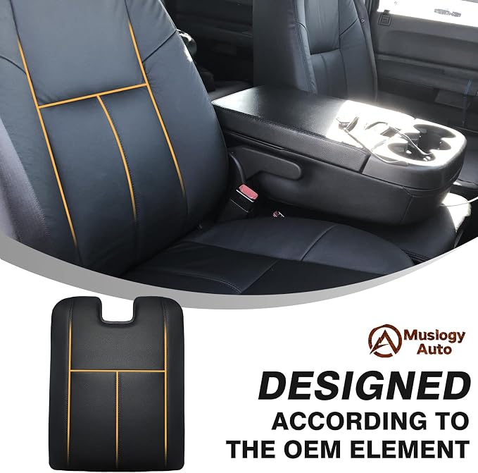 Muslogy Center Console Armrest Cover Fit for Chevy Silverado/Tahoe & GMC Sierra/Yukon 2007-2013 Accessories, Comfort Armrest Pad Console Lid Cushion Vegan Leather 1-Inch Extra Thick(Jump Seat ONLY)