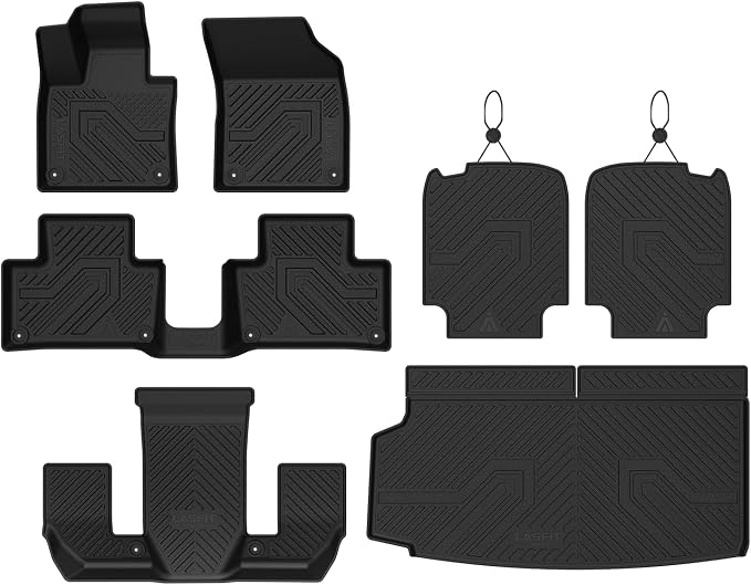 LASFIT Floor Mats for Volvo XC90 2020-2026 Gas 6 Seats Only, with Cargo Mat | Not fit PHEV T8, All Weather Premium TPE Liners, Refined Interior Protection, 1st 2nd 3rd Row Mats, Trunk Mat & Backrest Mats