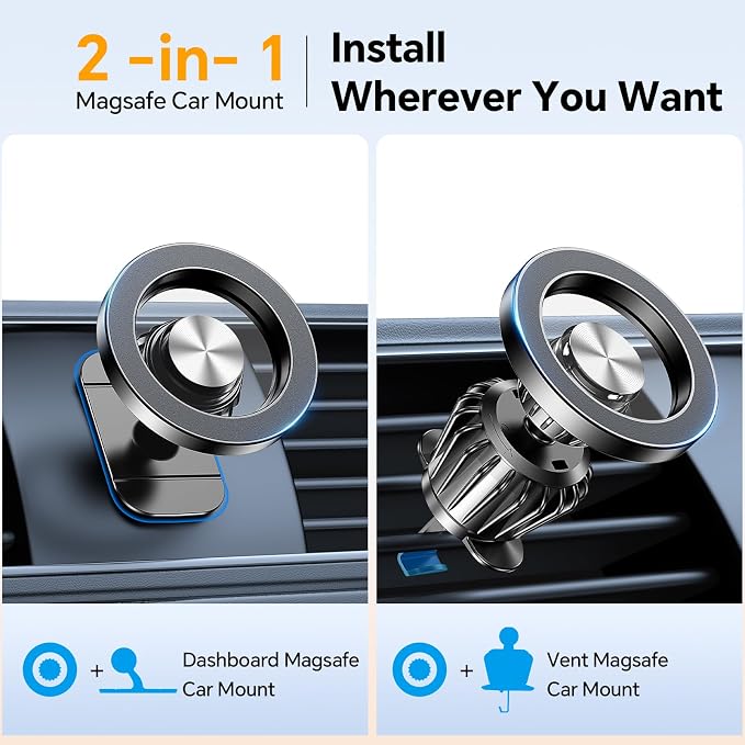 Coolpow for Magsafe Car Mount【20 Strong Magnets】Magnetic Phone Holder for Car Phone Holder Magnetic Phone Mount Dash Air Vent Cell Phone Holders for Your Car Mount for iphone 17 Pro Max 16 15 14 13 12
