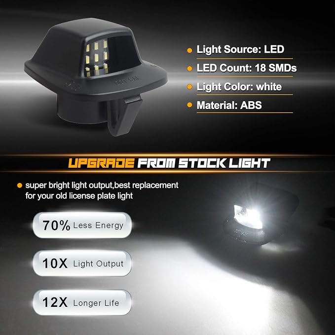 LED License Plate Light Replacement Compatible with Dodge Dakota 1997-2011 Pickup Truck, 6000K White, Pack of 2