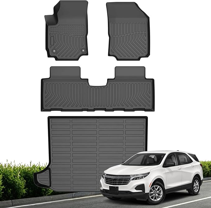 Floor Mats for Chevy Equinox2018-2024 & GMC Terrain Floor Mats 2018-2024 | All Weather TPE Floor Liners Custom Fit Equinox Heavy Duty Mats Accessories Black