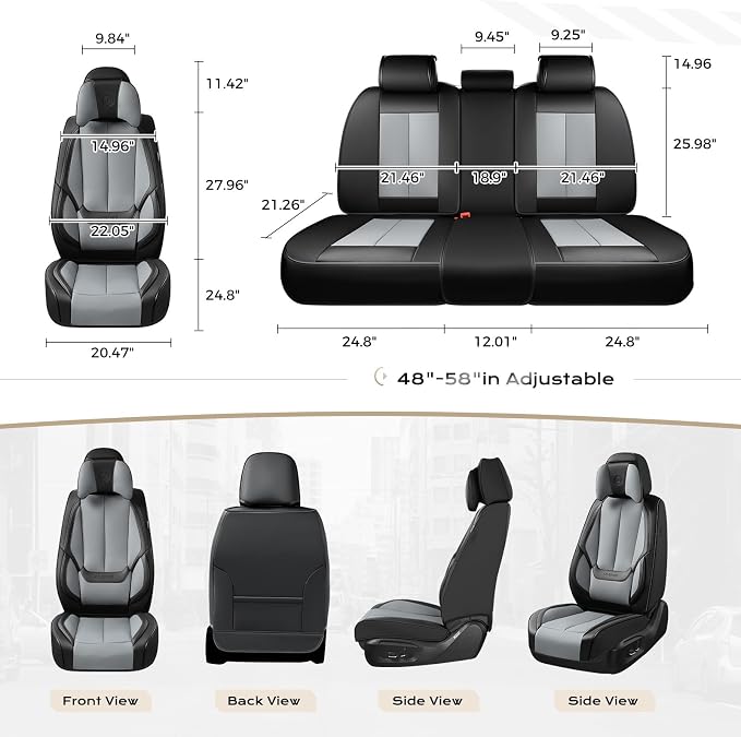 Coverado Car Seat Covers, Seat Covers for Cars, Waterproof Leather Auto Seat Protectors, Leather Car Seat Cushion, Car Interiors Accessories Universal Fit for Most Cars